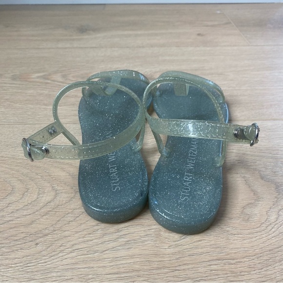 Stuart Weitzman Womens Mellie Jelly Glitter Flat Summer Sandals Silver Size 8 - Picture 4 of 6
